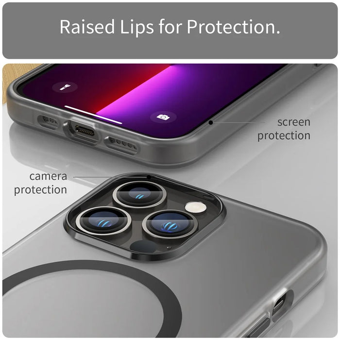 For iPhone 13 Pro Max Translucent Matte Phone Case Compatible with MagSafe - Black - 5
