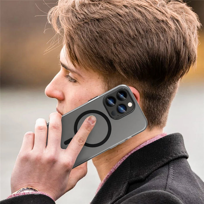 For iPhone 13 Pro Max Translucent Matte Phone Case Compatible with MagSafe - Black - 6