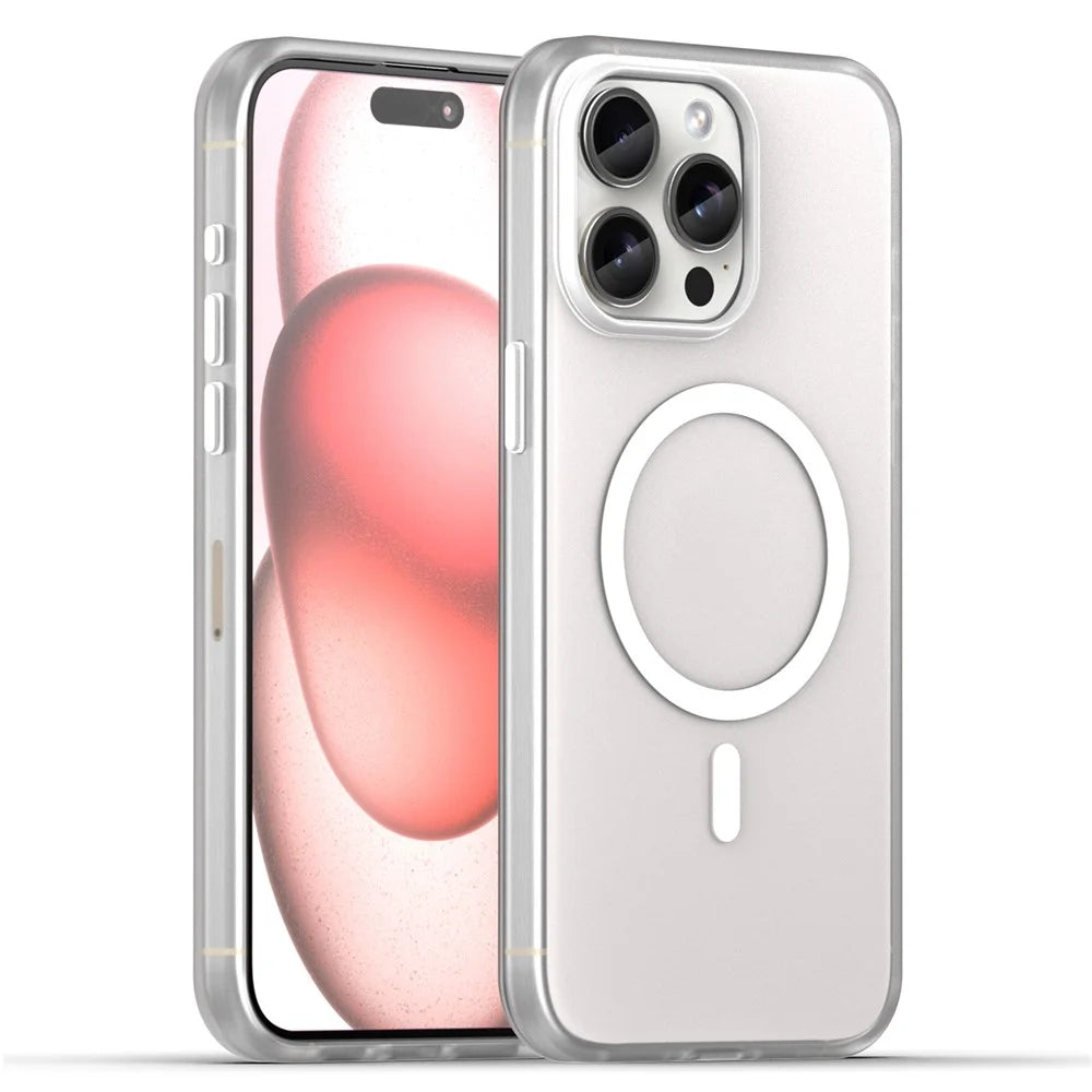 For iPhone 15 Pro Case Translucent Matte Back Slim Phone Cover - White - 1