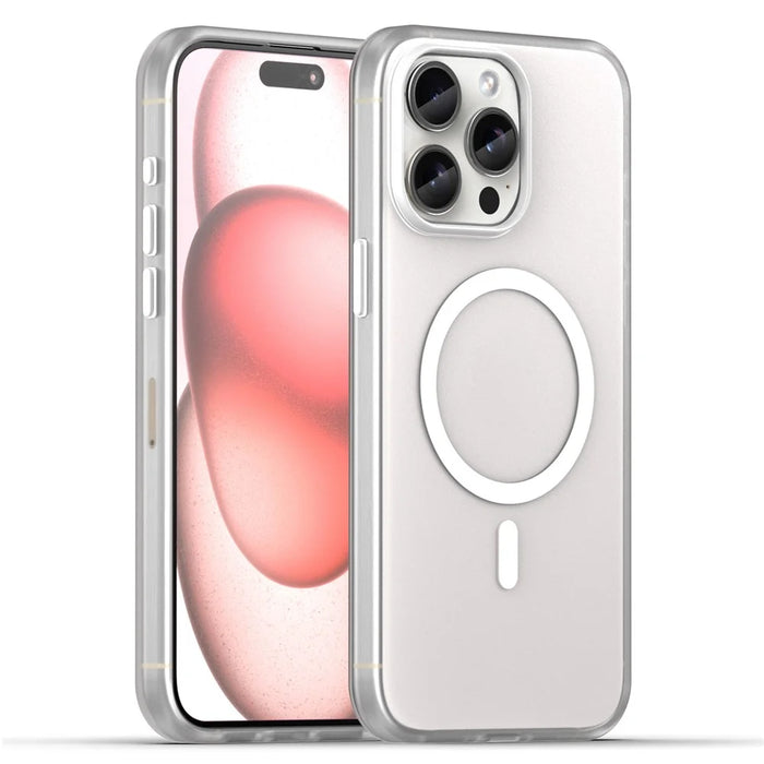 For iPhone 15 Pro Case Translucent Matte Back Slim Phone Cover - White - 1