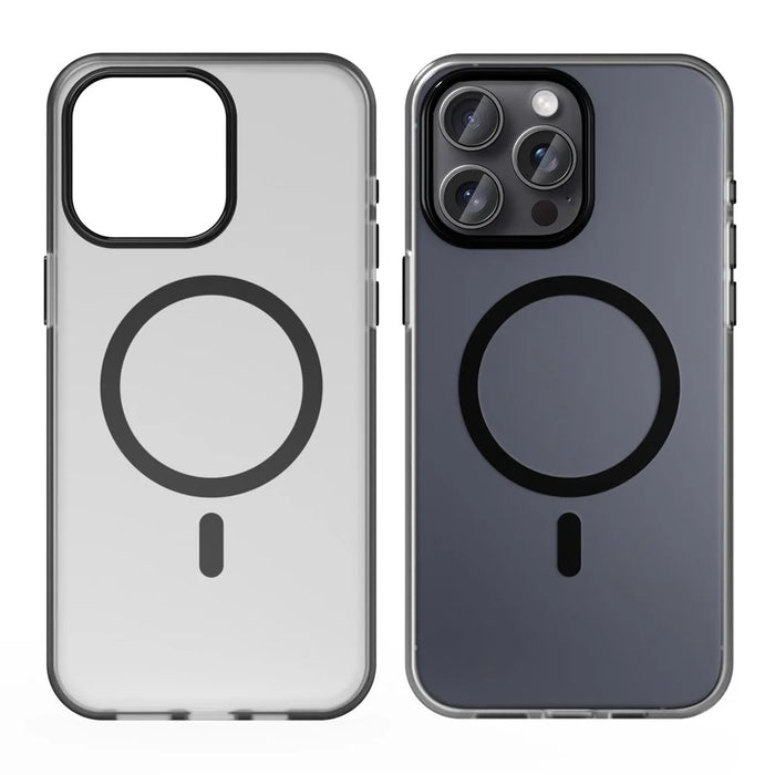 For iPhone 15 Pro Max Translucent Case Magnetic Phone Cover Compatible with MagSafe - Black - 2
