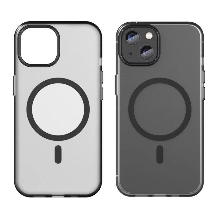 For iPhone 14 Translucent Phone Case Matte Design Compatible with MagSafe Wireless Charging - Black - 2