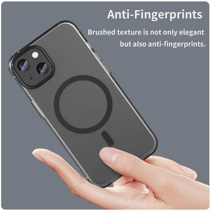For iPhone 14 Translucent Phone Case Matte Design Compatible with MagSafe Wireless Charging - Black - 4