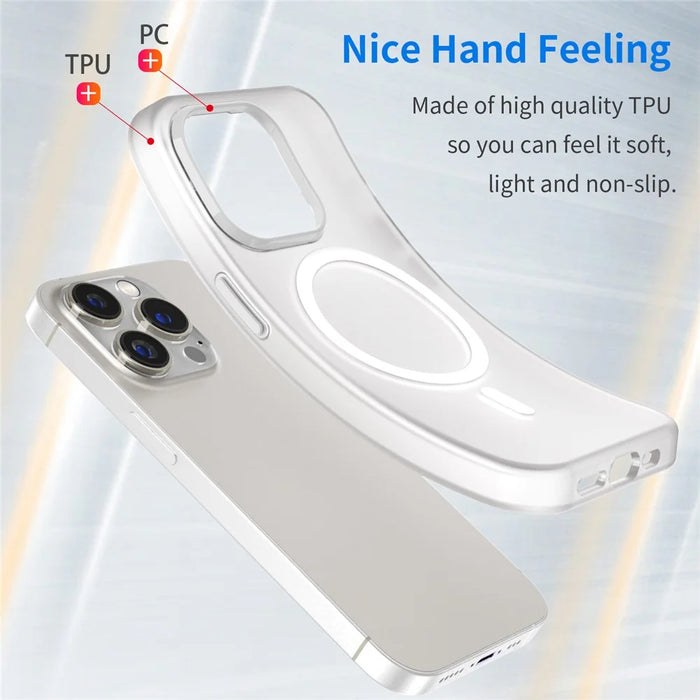 For iPhone 14 Pro Translucent Matte Phone Case TPU + PC Anti-Scratch Cover - White - 3