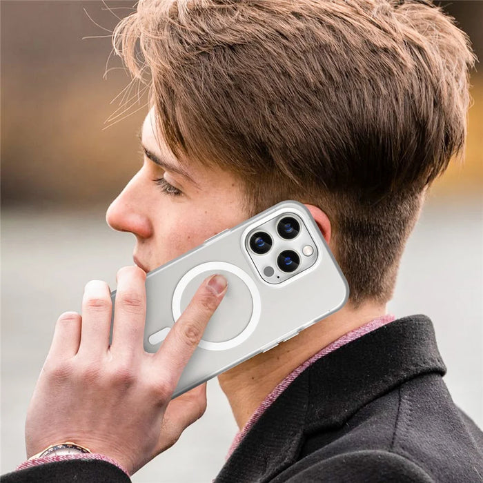 For iPhone 14 Pro Translucent Matte Phone Case TPU + PC Anti-Scratch Cover - White - 6