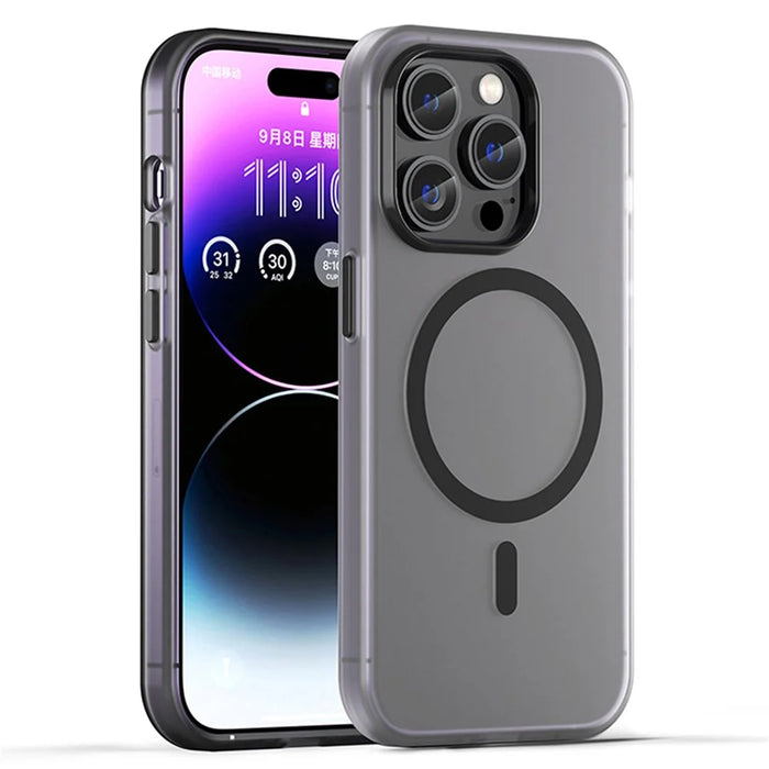 Magnetic Case for iPhone 14 Pro Max Compatible with MagSafe Translucent Matte Back Cover - Black - 1