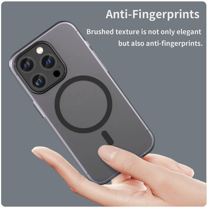 Magnetic Case for iPhone 14 Pro Max Compatible with MagSafe Translucent Matte Back Cover - Black - 4