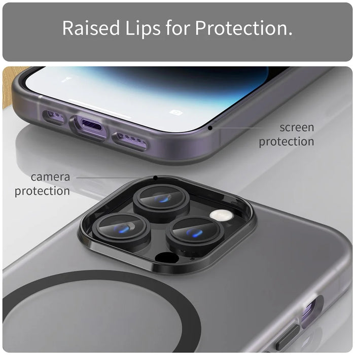 Magnetic Case for iPhone 14 Pro Max Compatible with MagSafe Translucent Matte Back Cover - Black - 5