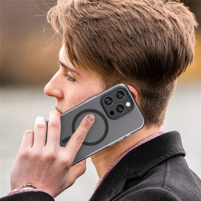Magnetic Case for iPhone 14 Pro Max Compatible with MagSafe Translucent Matte Back Cover - Black - 6