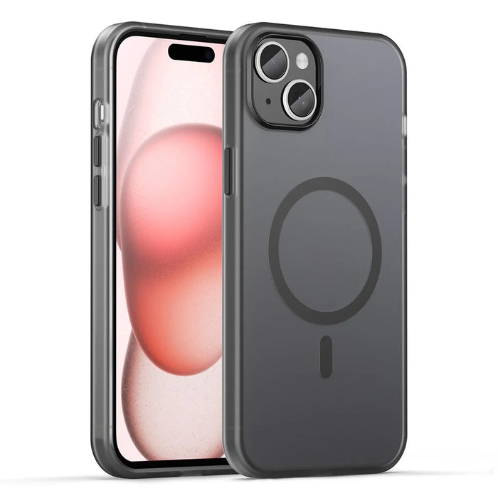 For iPhone 15 Magnetic Case Matte Phone Cover Anti-Fingerprint Anti-Scratch - Black - 1