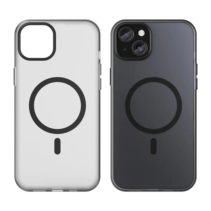 For iPhone 15 Magnetic Case Matte Phone Cover Anti-Fingerprint Anti-Scratch - Black - 2