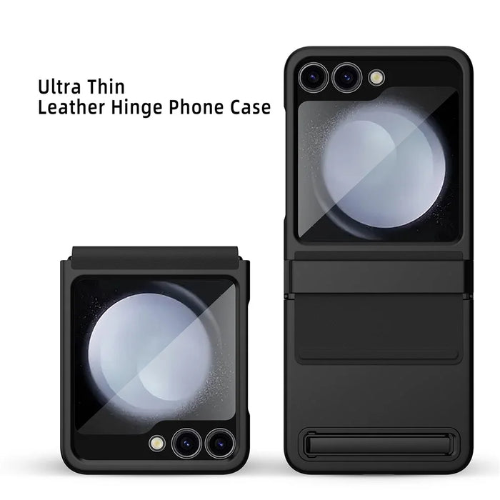 For Samsung Galaxy Z Flip5 5G Kickstand PC Phone Case Retractable Hinge Rear Screen Film - Black - 4