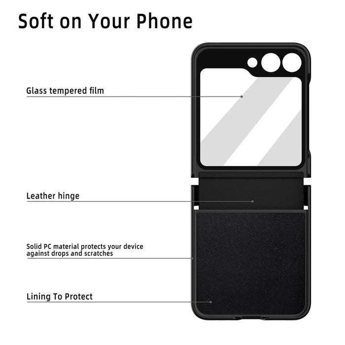 For Samsung Galaxy Z Flip5 5G Kickstand PC Phone Case Retractable Hinge Rear Screen Film - Black - 5