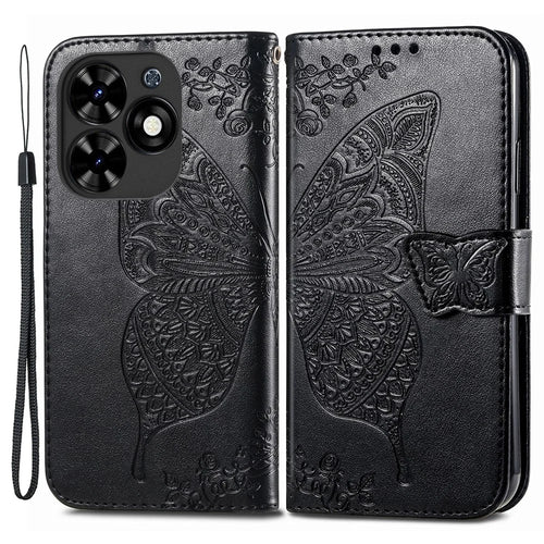 For TECNO Spark Go 2024 4G Case Imprinted PU Leather Flip Phone Cover - Black - 1