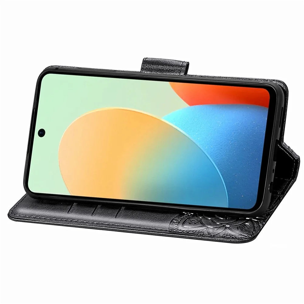 For TECNO Spark Go 2024 4G Case Imprinted PU Leather Flip Phone Cover - Black - 3