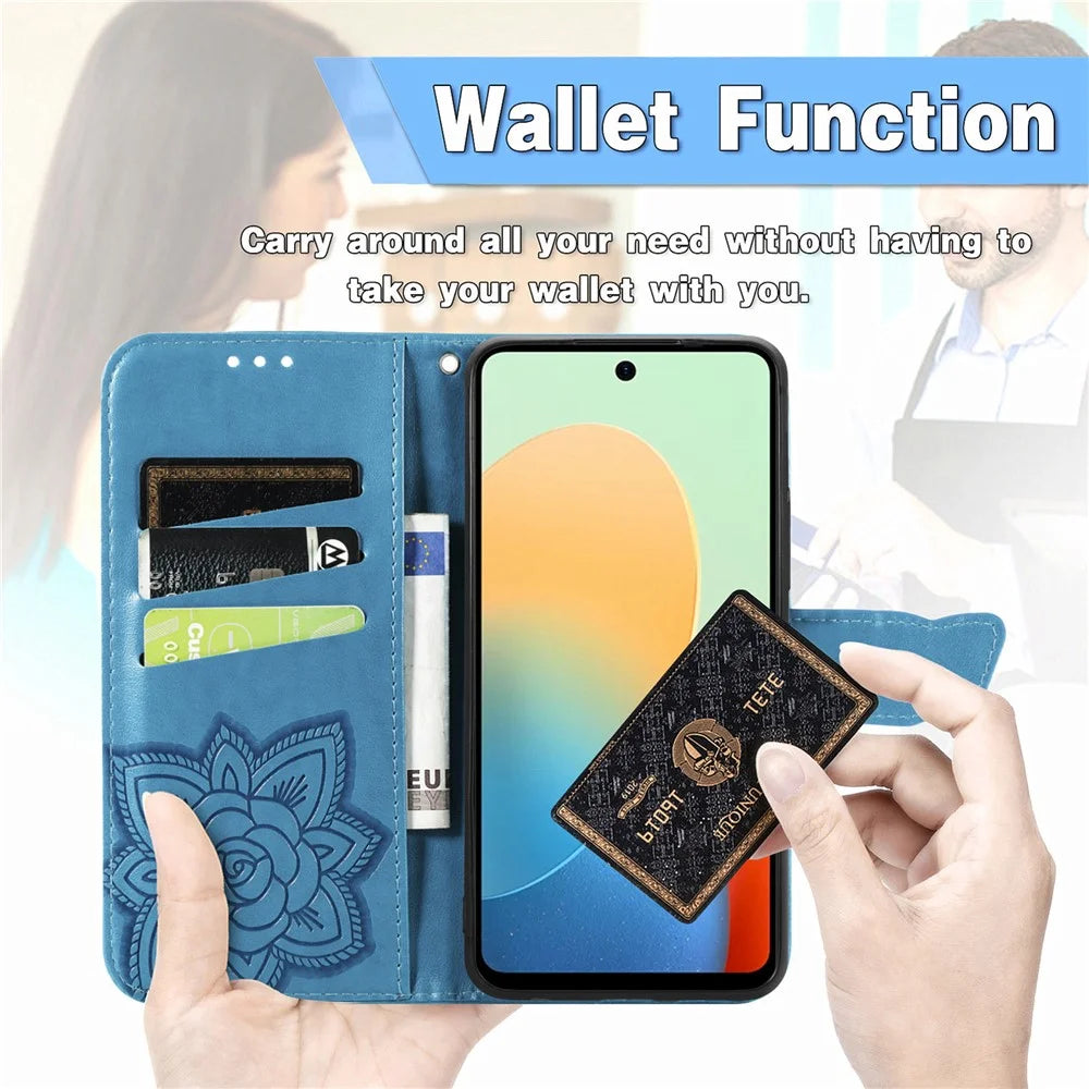 For TECNO Spark Go 2024 4G Case Imprinted PU Leather Flip Phone Cover - Black - 5