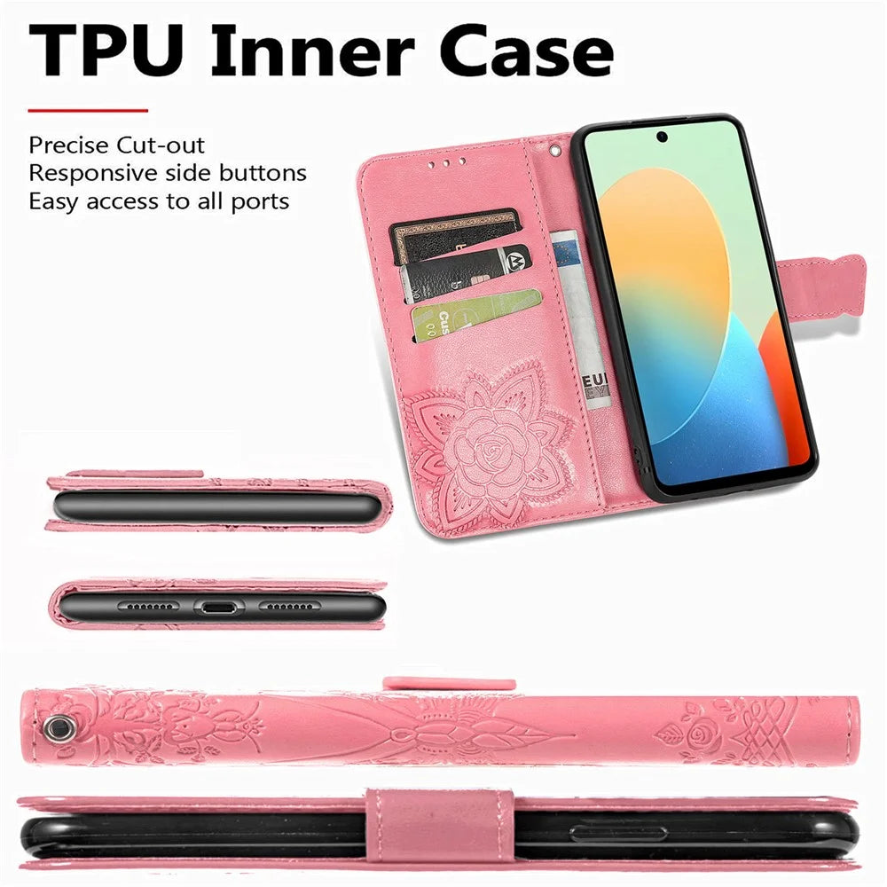 For TECNO Spark Go 2024 4G Case Imprinted PU Leather Flip Phone Cover - Black - 6