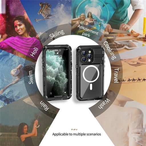 SHELLBOX M Series for iPhone 15 Pro Waterproof Case Compatible with MagSafe Aluminum Alloy IP68 Diving Case - Black - 2