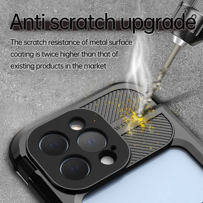 SHELLBOX M Series for iPhone 13 Pro 6.1 inch Waterproof Case Metal IP68 Diving Phone Case - Black - 2