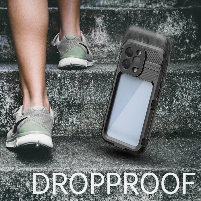 SHELLBOX M Series for iPhone 13 Pro 6.1 inch Waterproof Case Metal IP68 Diving Phone Case - Black - 5