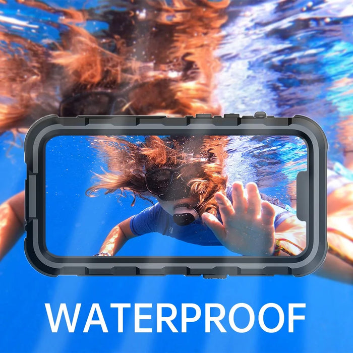 SHELLBOX M Series for iPhone 13 Pro 6.1 inch Waterproof Case Metal IP68 Diving Phone Case - Black - 7