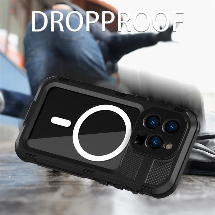 SHELLBOX M Series Metal IP68 Waterproof Case for iPhone 14 Pro Diving Phone Case Compatible with MagSafe - Black - 4