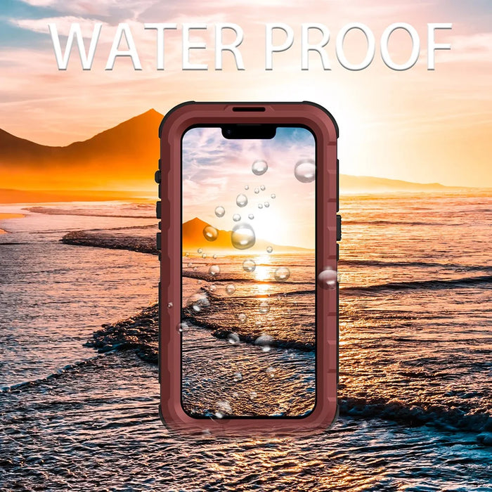 SHELLBOX M Series IP68 Diving Phone Case for iPhone 14 Plus Metal Waterproof Case Compatible with MagSafe - Red - 5