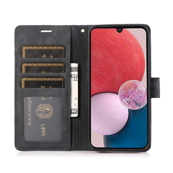 Leather Cover for Samsung Galaxy A33 5G Wallet Stand Case Orchid Butterfly Pattern - Black - 3