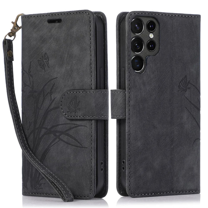 For Samsung Galaxy S24 Ultra Case Leather Phone Cover with Wallet Stand - Black - 1