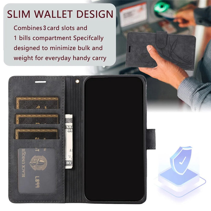 For Samsung Galaxy S24 Ultra Case Leather Phone Cover with Wallet Stand - Black - 4