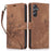 For Samsung Galaxy A14 4G / 5G Wallet Case Leather Cover Orchid Butterfly Pattern - Brown - 1
