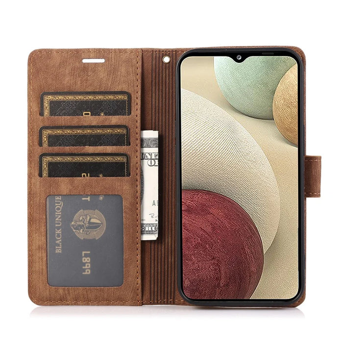 For Samsung Galaxy A14 4G / 5G Wallet Case Leather Cover Orchid Butterfly Pattern - Brown - 3