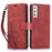 For Samsung Galaxy S23+ Flip Leather Case Wallet Cover Orchid Butterfly Pattern - Red - 1