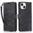 Wallet Leather Cover for iPhone 14 Plus Phone Case Orchid Butterfly Pattern - Black - 1