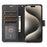 For iPhone 15 Pro Leather Flip Cover Orchid Butterfly Wallet Case with Strap - Black - 2