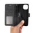 For iPhone 15 Plus Case Leather Flip Wallet Cover with Strap Orchid Butterfly - Black - 4