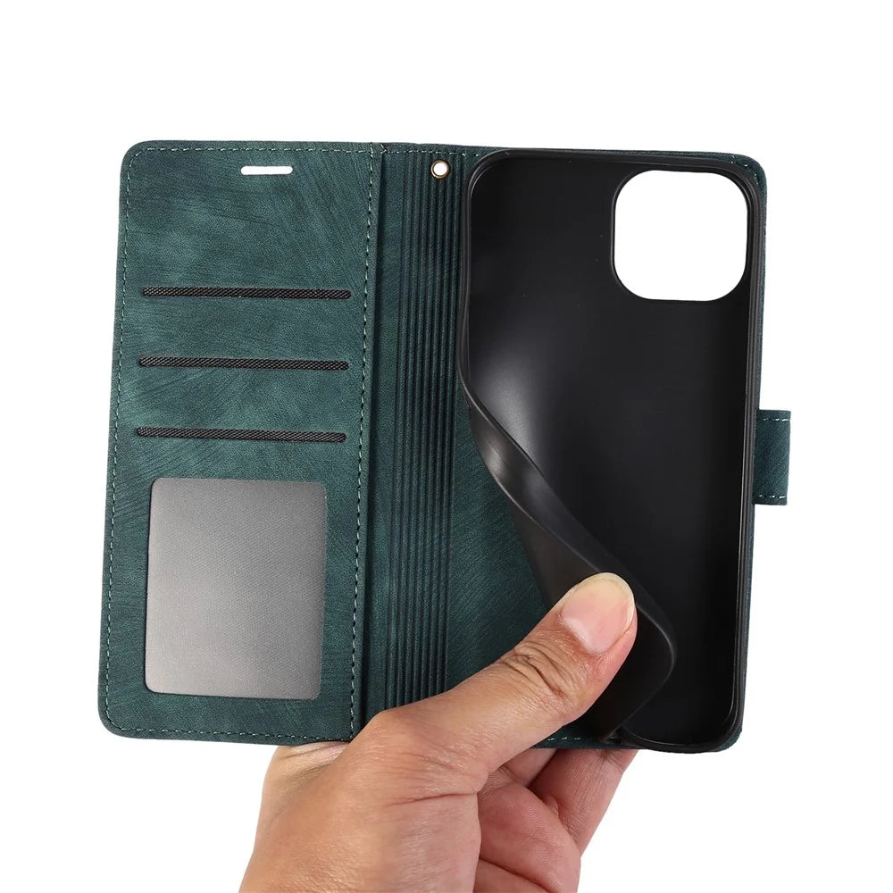 Wallet Stand Cover for iPhone 13 Pro Max Leather Case with Wrist Strap - Green - 4