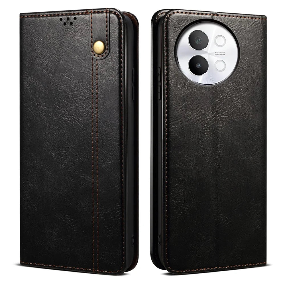 Phone Shell for vivo S18e 5G Case Stand PU Leather Cover Wallet - Black - 1