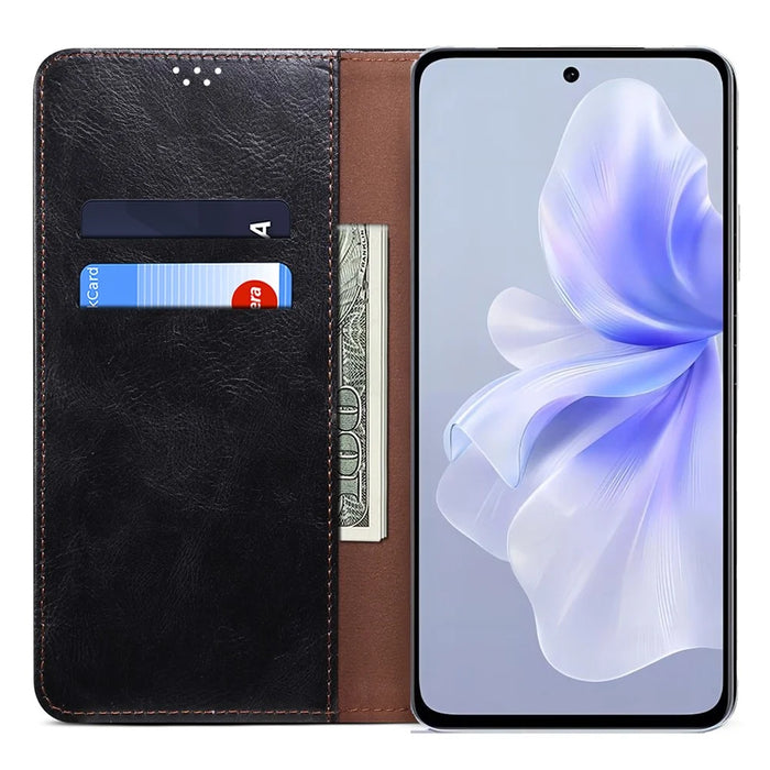 Phone Shell for vivo S18e 5G Case Stand PU Leather Cover Wallet - Black - 2