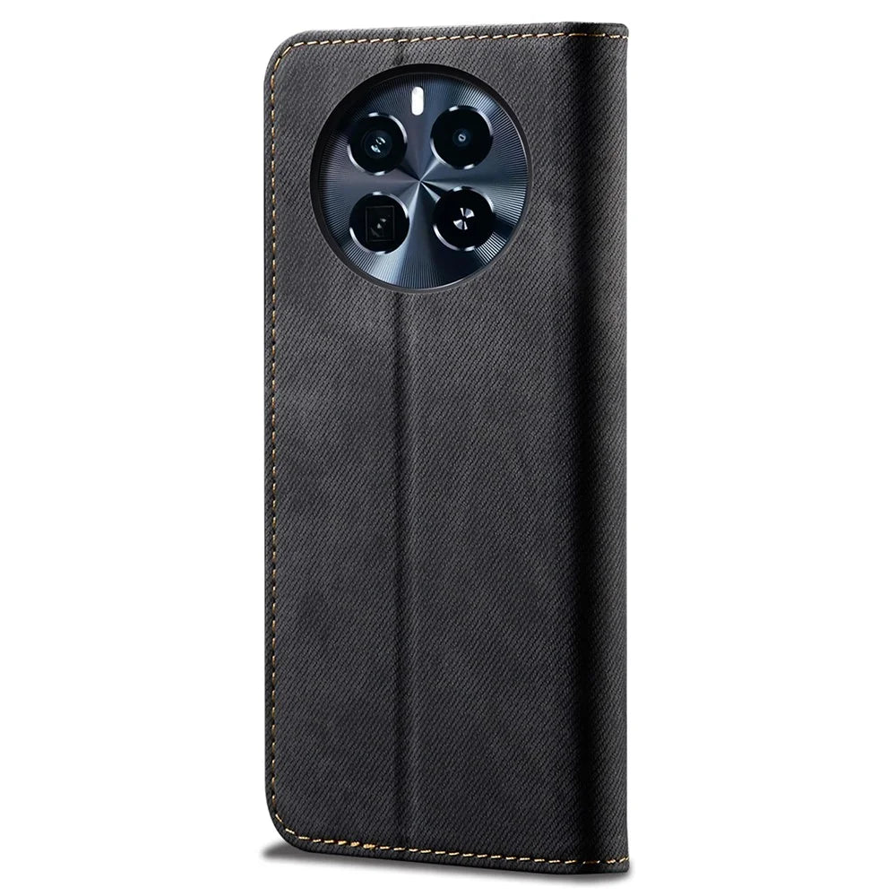 For Realme GT5 Pro 5G Case Wallet Anti-Scratch PU Leather Phone Cover with Stand - Black - 6