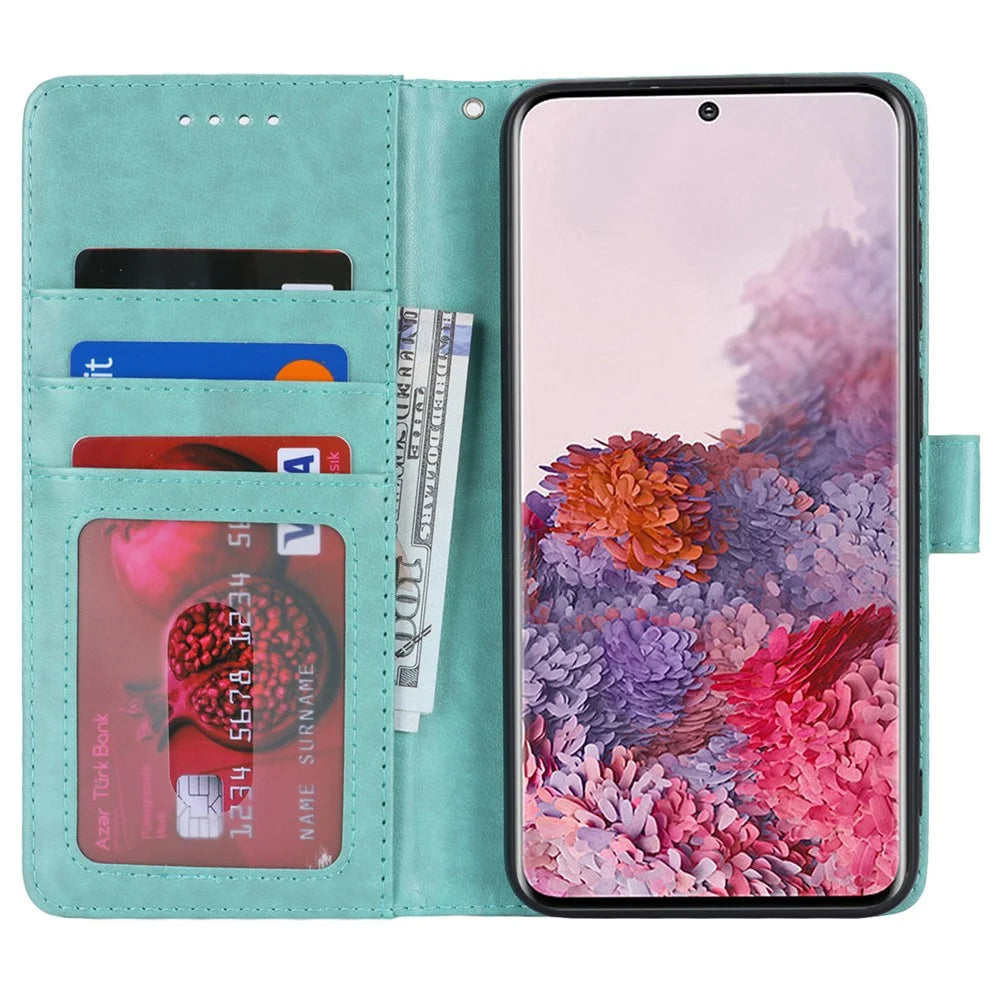For Samsung Galaxy S20 4G / 5G Cell Phone Case R61 Texture Imprinted Leather Wallet Anti-scratch Cover - Light Green - 2