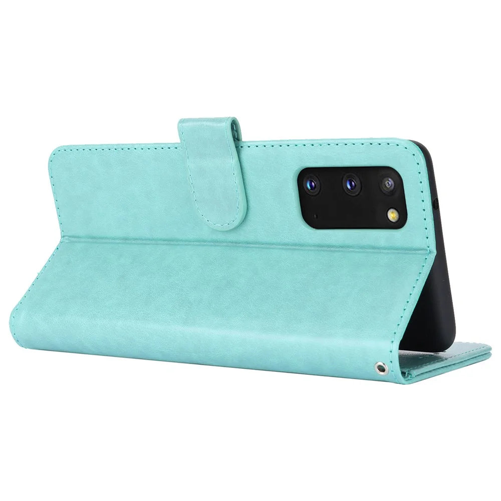 For Samsung Galaxy S20 4G / 5G Cell Phone Case R61 Texture Imprinted Leather Wallet Anti-scratch Cover - Light Green - 3