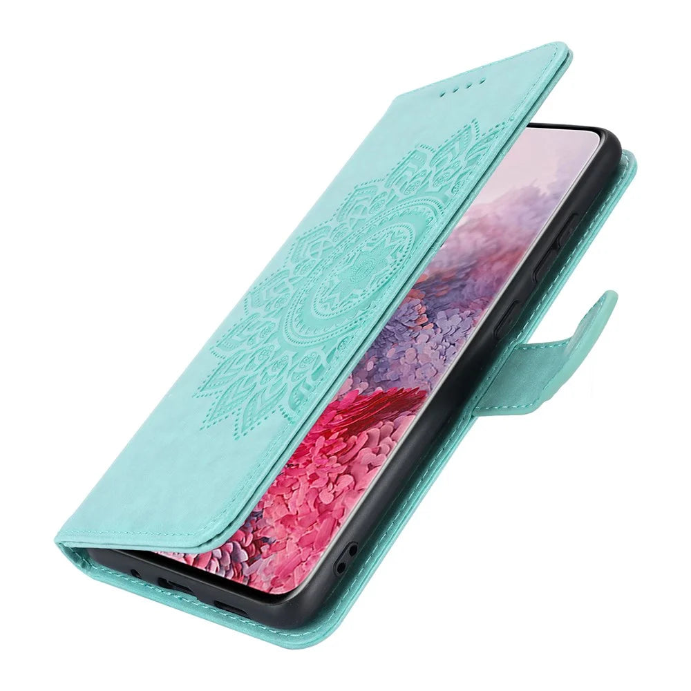 For Samsung Galaxy S20 4G / 5G Cell Phone Case R61 Texture Imprinted Leather Wallet Anti-scratch Cover - Light Green - 7