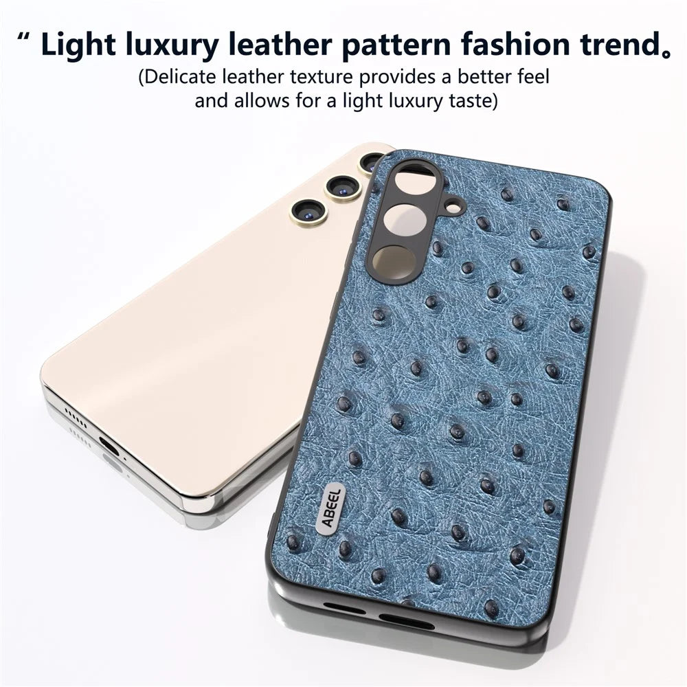 ABEEL For Samsung Galaxy S24 Ostrich Texture Case Camera Protection Phone Cover - Blue - 4