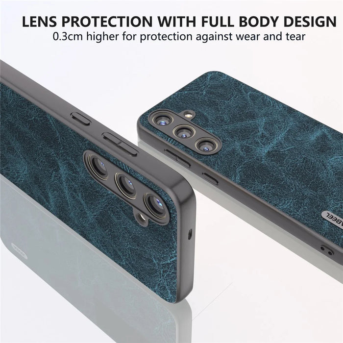 ABEEL For Samsung Galaxy S24+ PU Leather Phone Cover Litchi Texture Protective Case - Blue - 5
