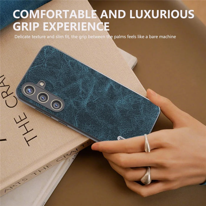 ABEEL For Samsung Galaxy S24+ PU Leather Phone Cover Litchi Texture Protective Case - Blue - 6