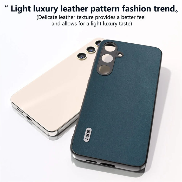 ABEEL For Samsung Galaxy S24+ Nappa Pattern Case Genuine Cow Leather Shockproof Cover - Green - 4