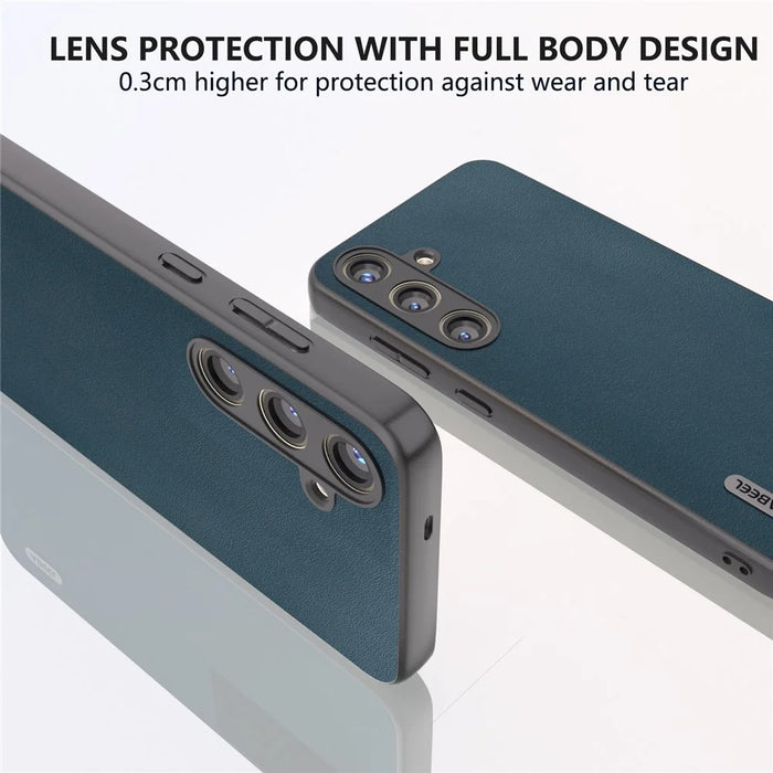 ABEEL For Samsung Galaxy S24+ Nappa Pattern Case Genuine Cow Leather Shockproof Cover - Green - 5