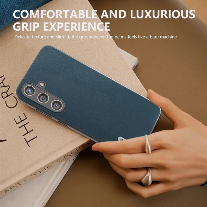 ABEEL For Samsung Galaxy S24+ Nappa Pattern Case Genuine Cow Leather Shockproof Cover - Green - 6