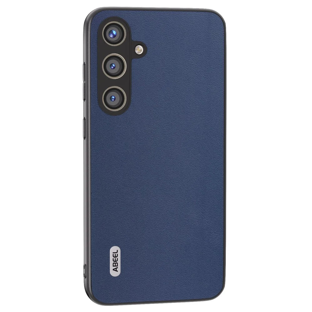 ABEEL For Samsung Galaxy S24 Case Nappa Texture Genuine Cow Leather Phone Cover Non-Slip - Blue - 1